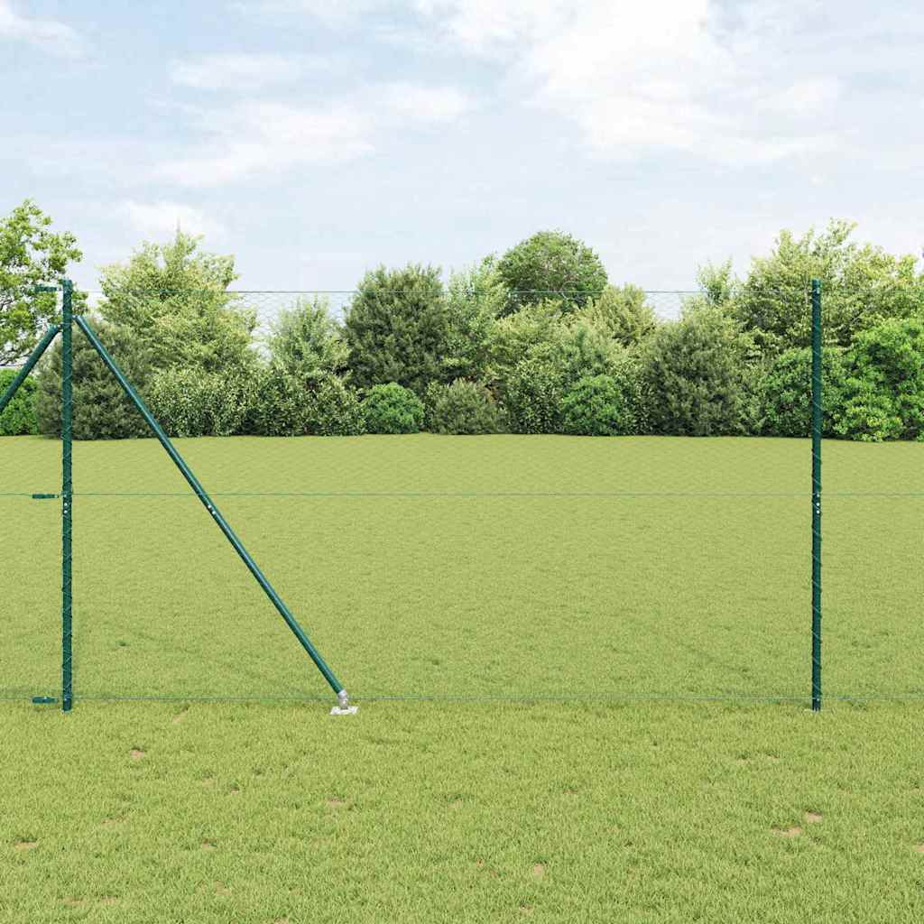Vidaxl poteau de clôture vert 10 x 1,5 m (maille 25 mm) acier et PVC
