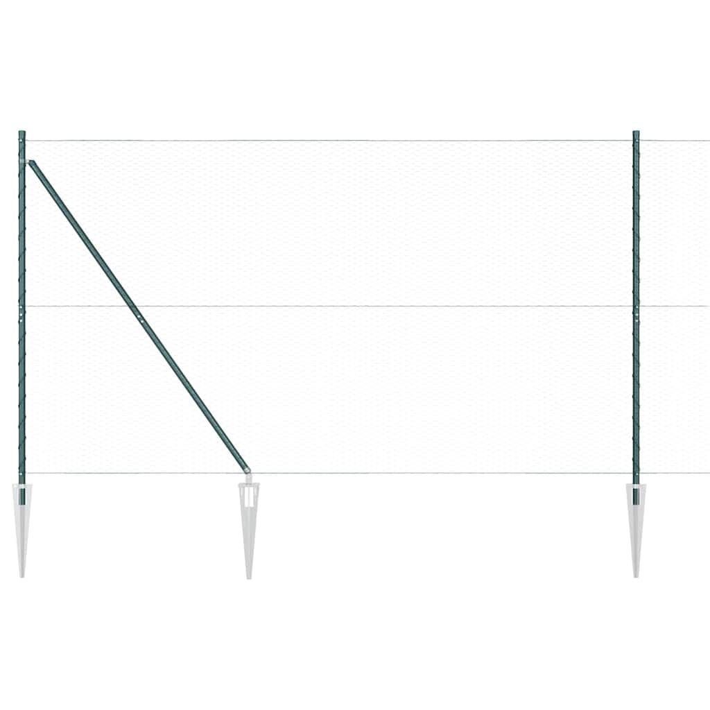 Vidaxl poteau de clôture vert 10 x 1,5 m (maille 25 mm) acier et PVC