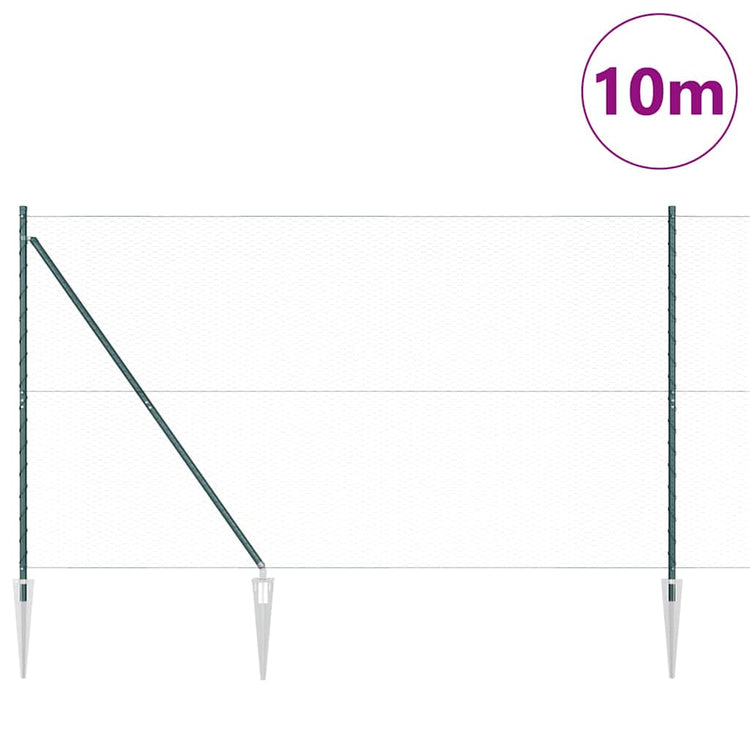 Vidaxl poteau de clôture vert 10 x 1,5 m (maille 25 mm) acier et PVC
