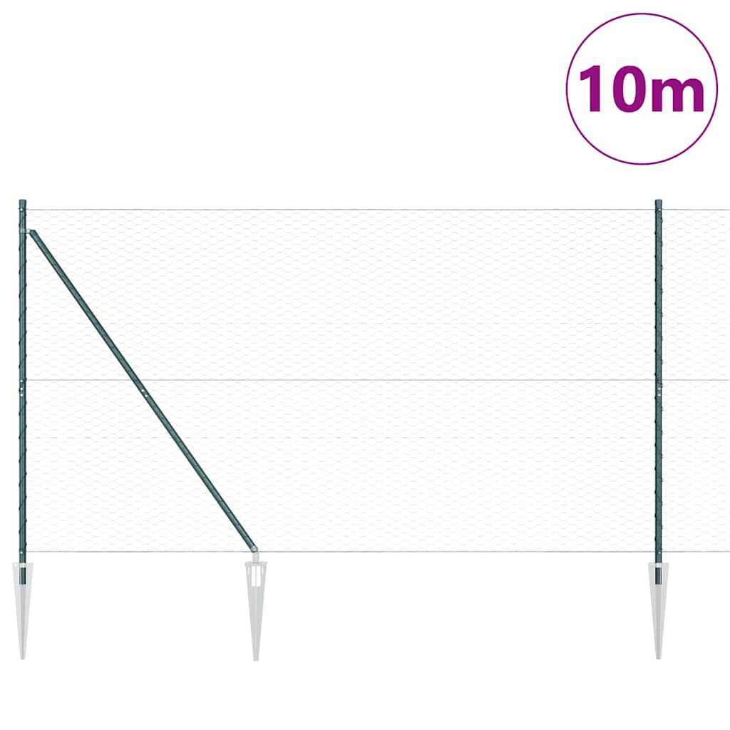 Poteau de clôture Vidaxl vert 10 x 1,5 m (maille 36 mm) acier et PVC