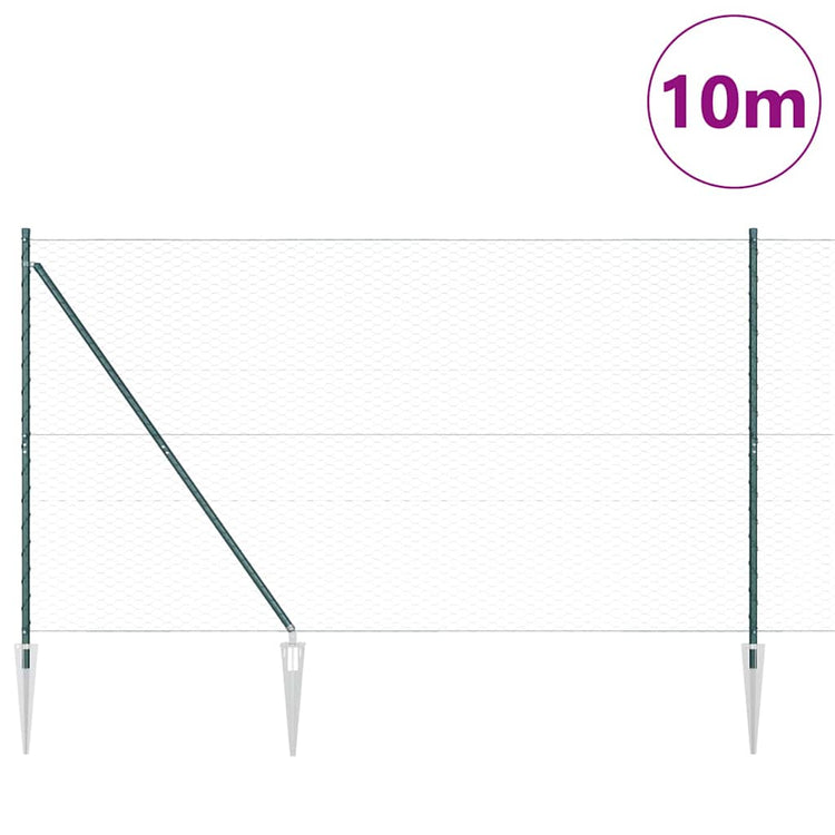 Poteau de clôture Vidaxl vert 10 x 1,6 m (maille 36 mm) acier et PVC