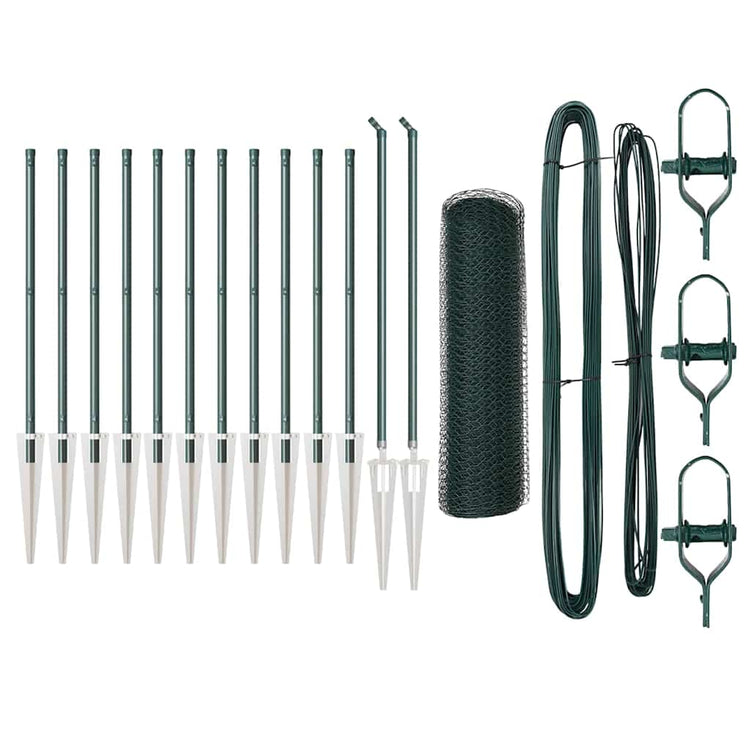 Vidaxl poteau de clôture vert 25 x 0,6 m (maille 13 mm) acier et PVC