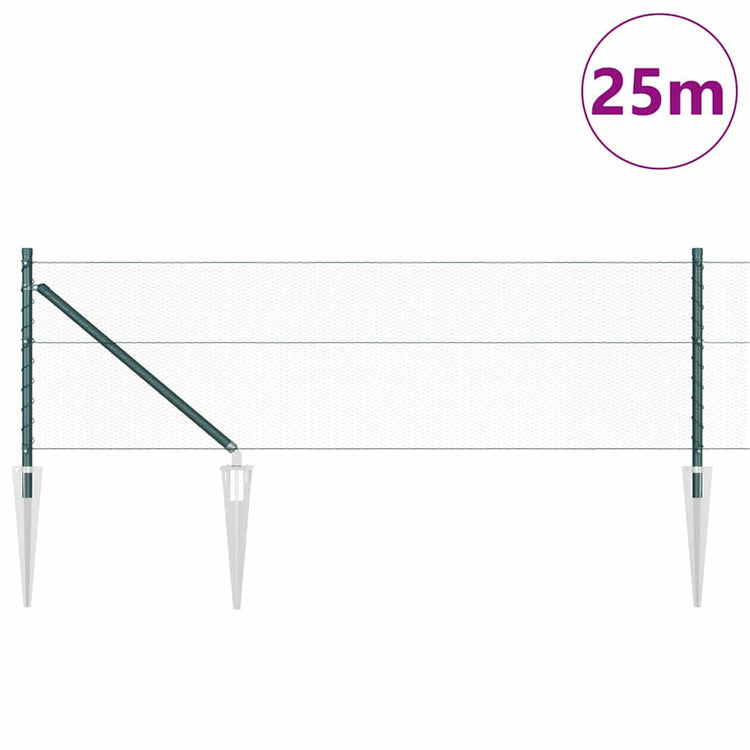 Vidaxl poteau de clôture vert 25 x 0,6 m (maille 13 mm) acier et PVC