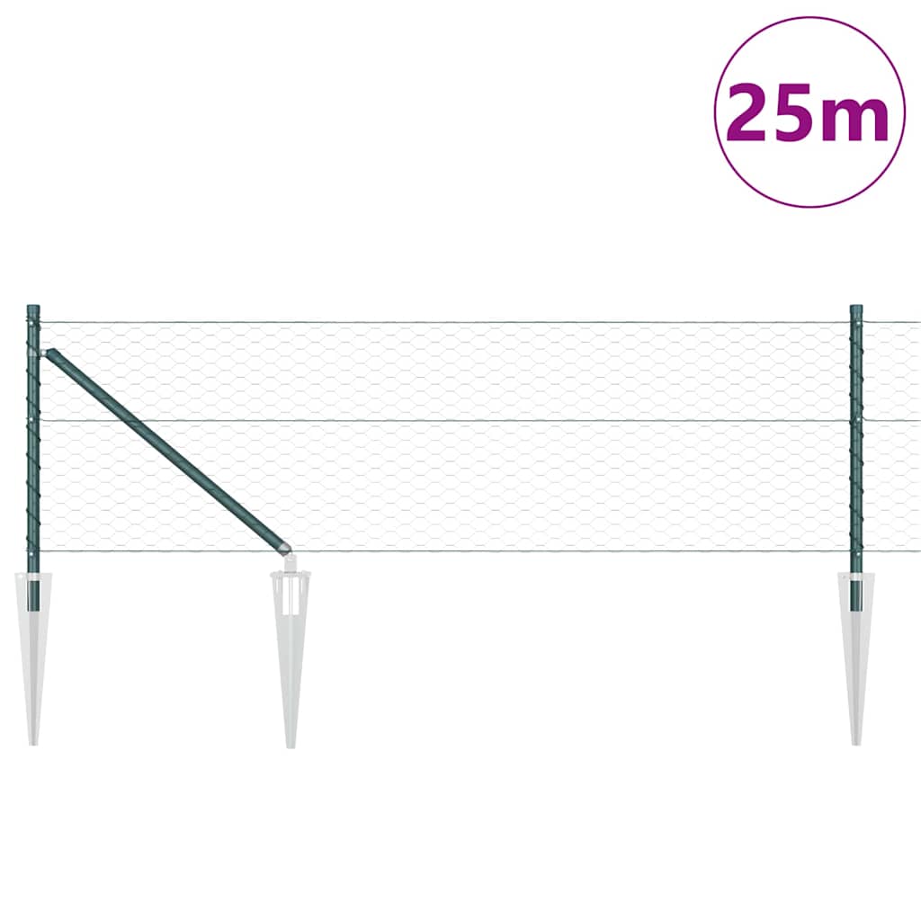 Poteau de clôture Vidaxl vert 25 x 0,6 m (maille 36 mm) acier et PVC