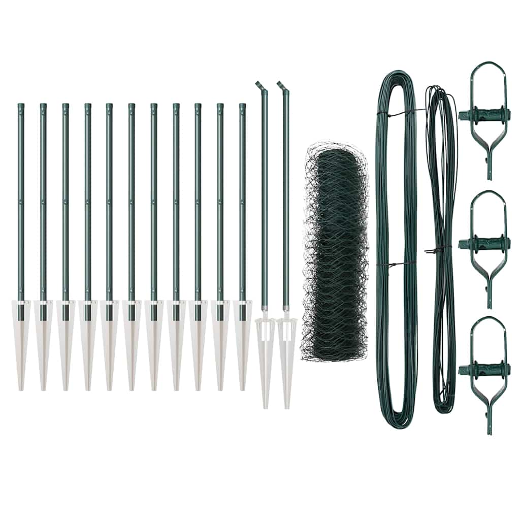 Vidaxl poteau de clôture vert 25 x 0,8 m (maille 50 mm) acier et PVC