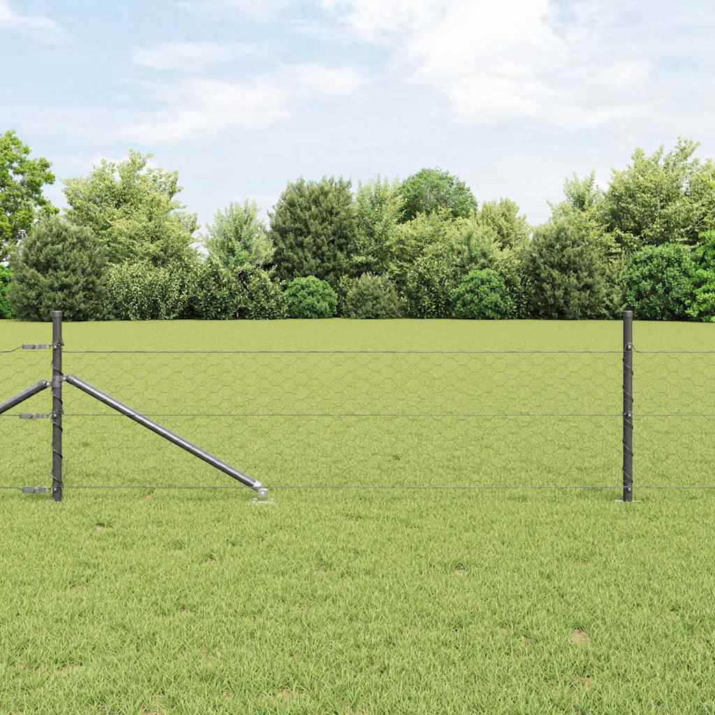 Vidaxl poteau de clôture gris 10 x 0,4 m (maille 50 mm) acier et PVC