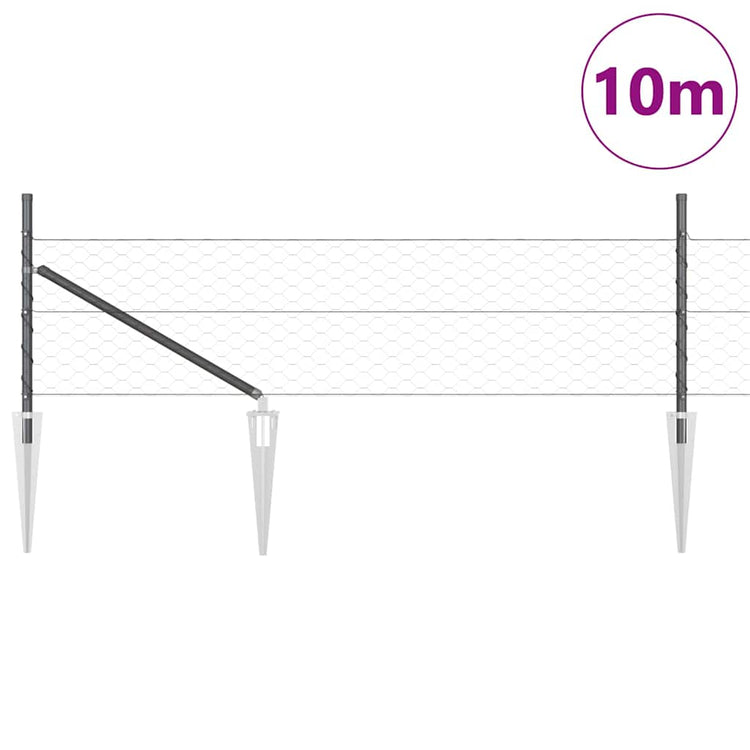 Vidaxl poteau de clôture gris 10 x 0,5 m (maille 50 mm) acier et PVC
