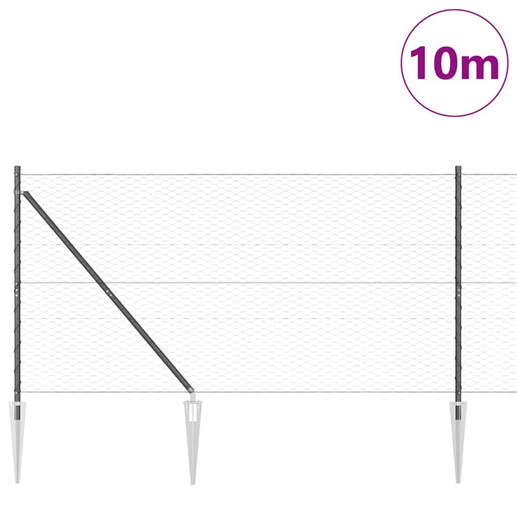 Poteau de clôture Vidaxl gris 10 x 1,4 m (maille 36 mm) acier et PVC