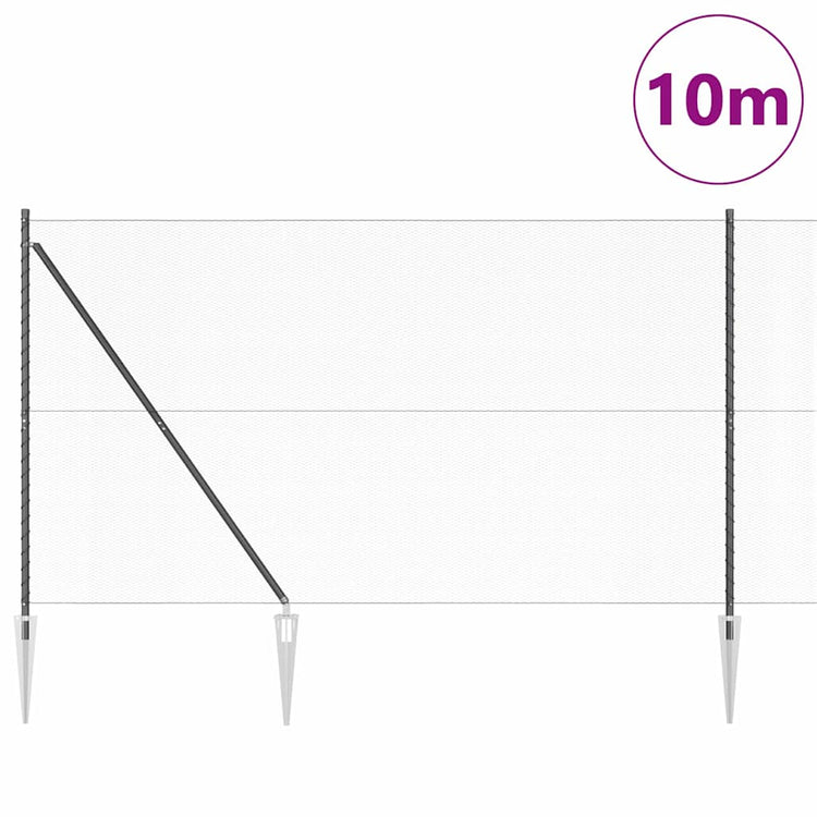Poteau de clôture Vidaxl gris 10 x 1,6 m (maille 13 mm) acier et PVC