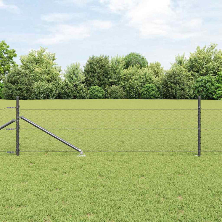 Vidaxl poteau de clôture gris 25 x 0,5 m (maille 36 mm) acier