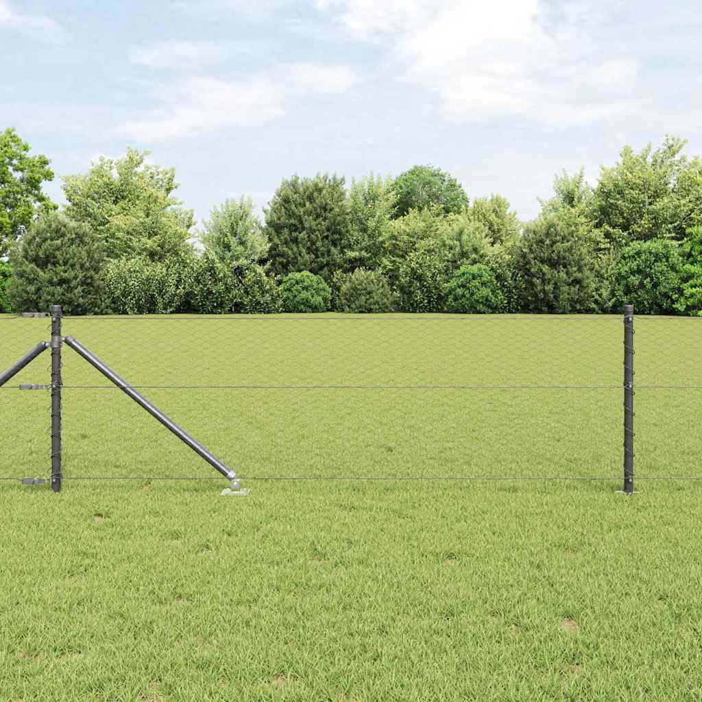 Vidaxl poteau de clôture gris 25 x 0,6 m (maille 25 mm) acier et PVC