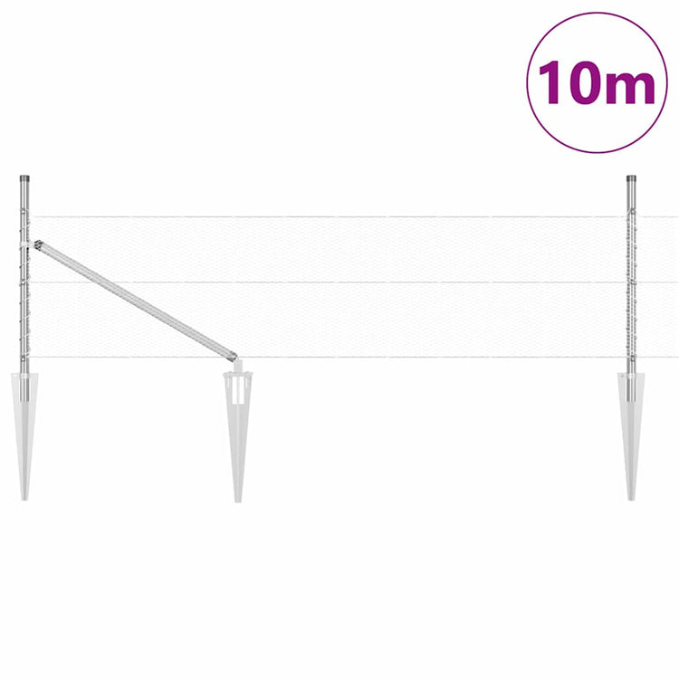 Vidaxl poteau de clôture argent 10 x 0,4 m (maille 13 mm) acier