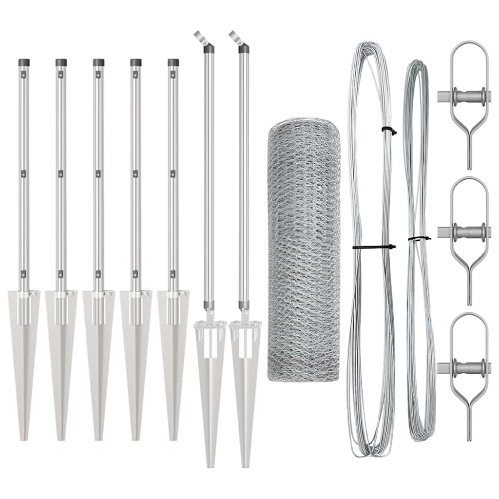 Vidaxl poteau de clôture argent 10 x 0,4 m (maille 25 mm) acier
