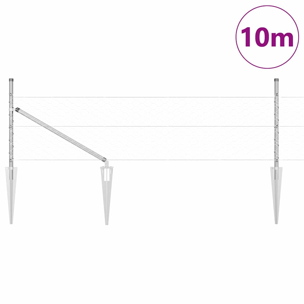 Vidaxl poteau de clôture argent 10 x 0,5 m (maille 50 mm) acier