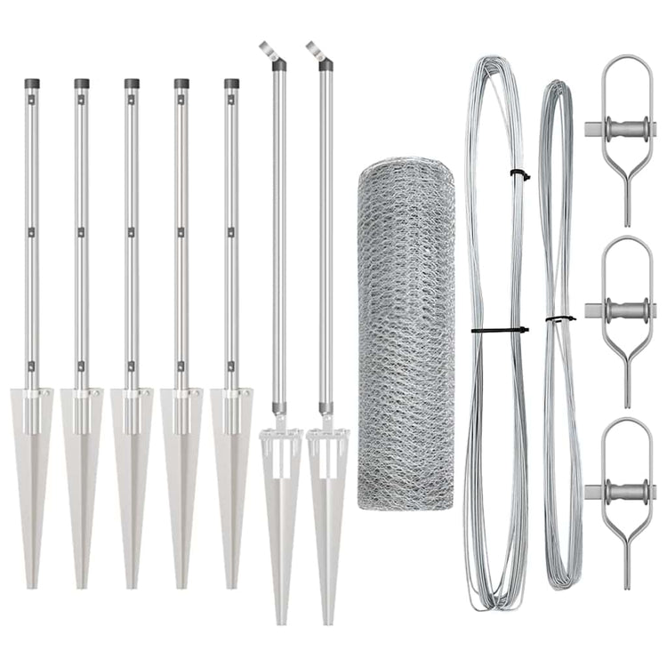 Vidaxl poteau de clôture argent 10 x 0,6 m (maille 13 mm) acier