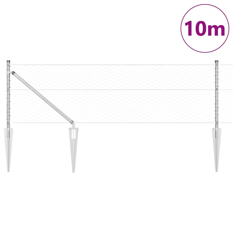Vidaxl poteau de clôture argent 10 x 0,6 m (maille 36 mm) acier