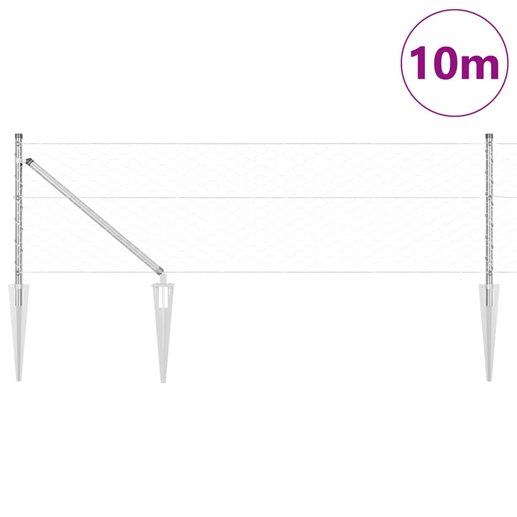 Vidaxl poteau de clôture argent 10 x 0,6 m (maille 50 mm) acier