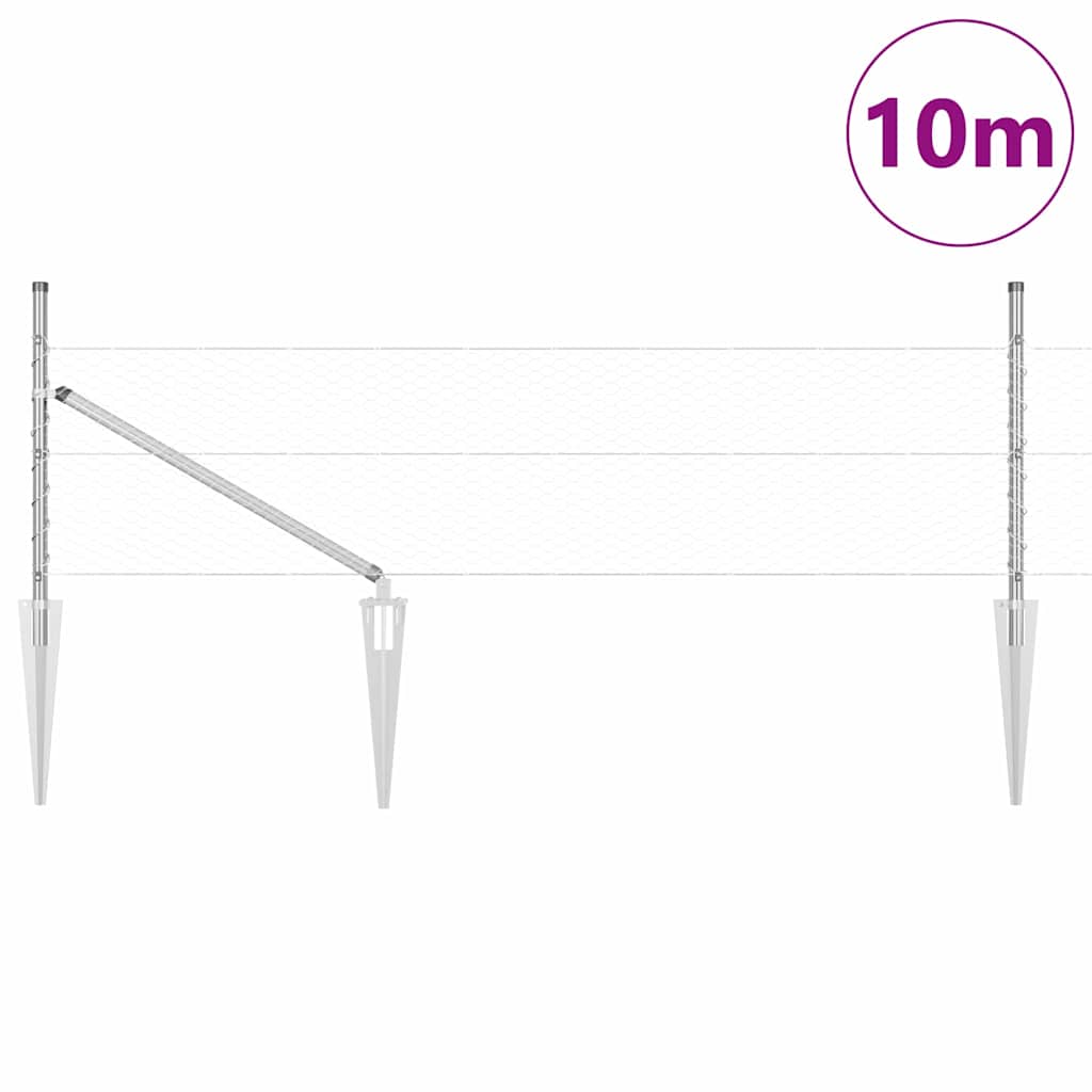 Vidaxl poteau de clôture argent 10 x 0,8 m (maille 25 mm) acier