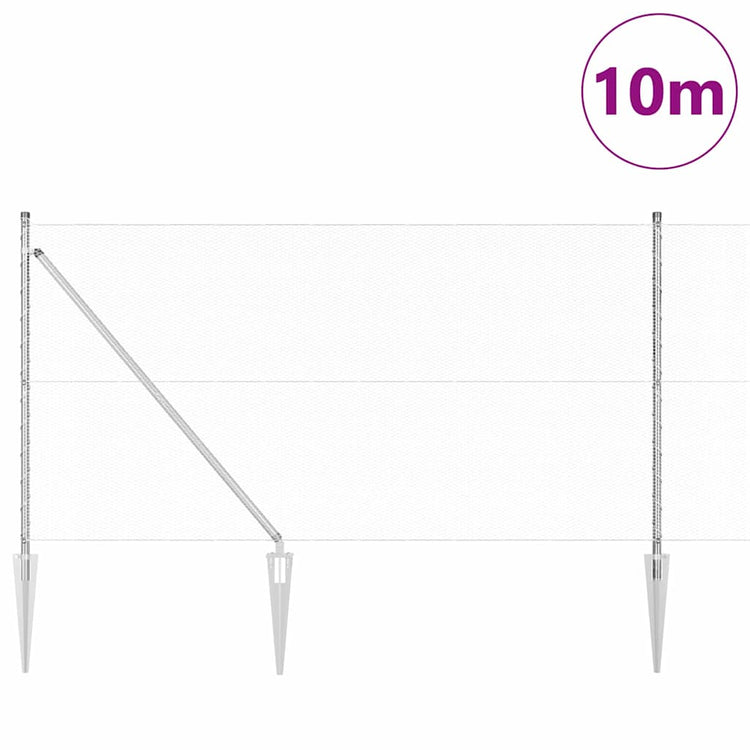 Vidaxl poteau de clôture argent 10 x 1,2 m (maille 13 mm) acier