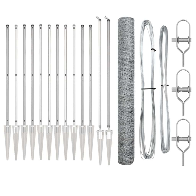 Vidaxl poteau de clôture argent 10 x 1,2 m (maille 36 mm) acier