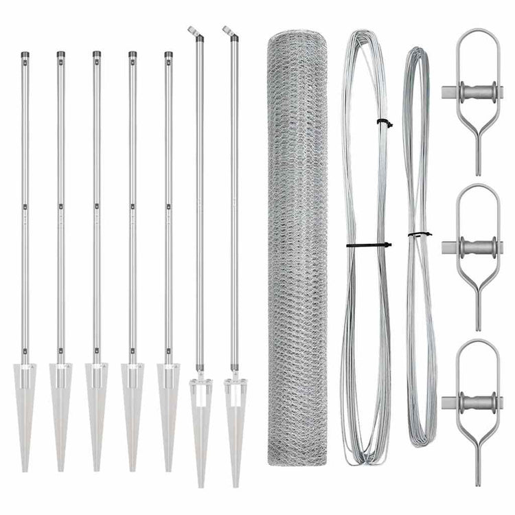 Vidaxl poteau de clôture argent 10 x 1,4 m (maille 13 mm) acier