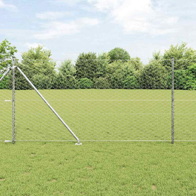 Vidaxl poteau de clôture argent 10 x 1,4 m (maille 50 mm) acier