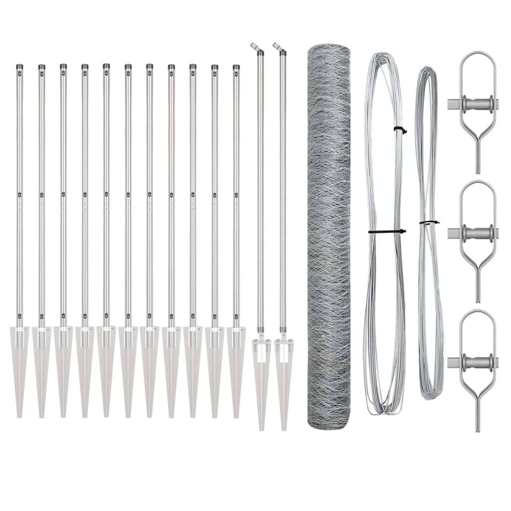 Vidaxl poteau de clôture argent 10 x 1,4 m (maille 50 mm) acier