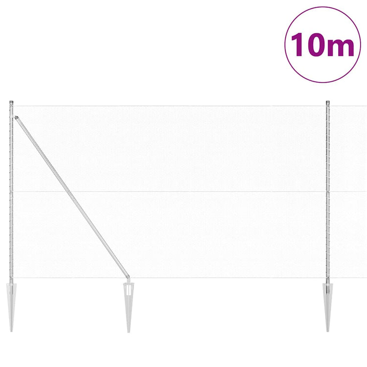 Vidaxl poteau de clôture argent 10 x 1,6 m (maille 13 mm) acier