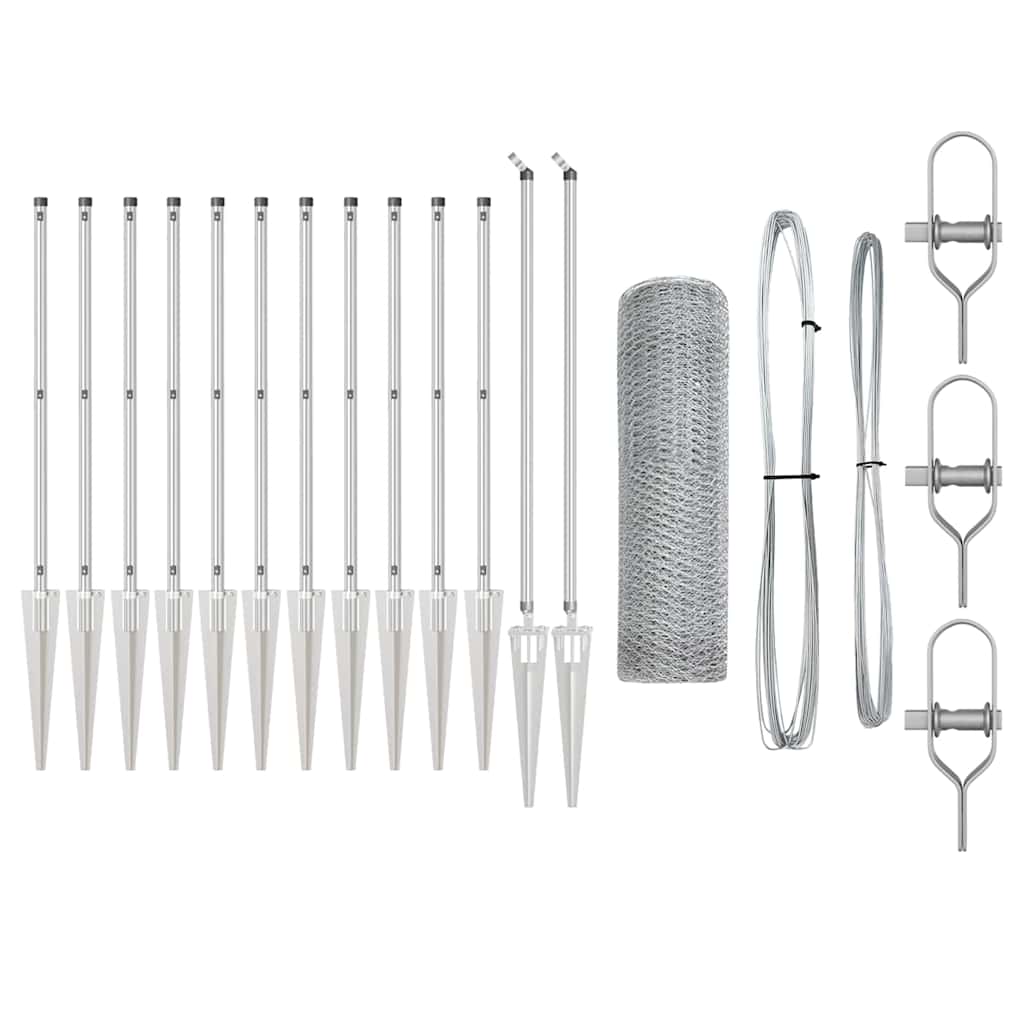 Vidaxl poteau de clôture argent 25 x 0,4 m (maille 13 mm) acier