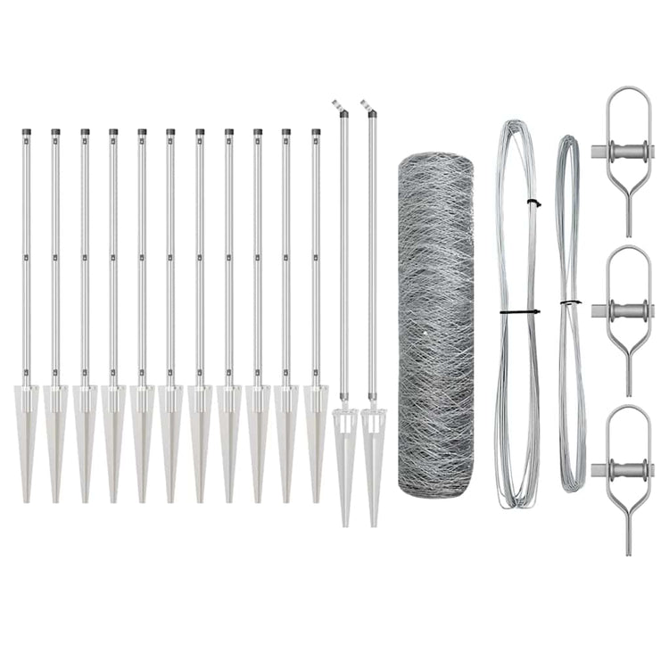 Vidaxl poteau de clôture argent 25 x 0,4 m (maille 50 mm) acier