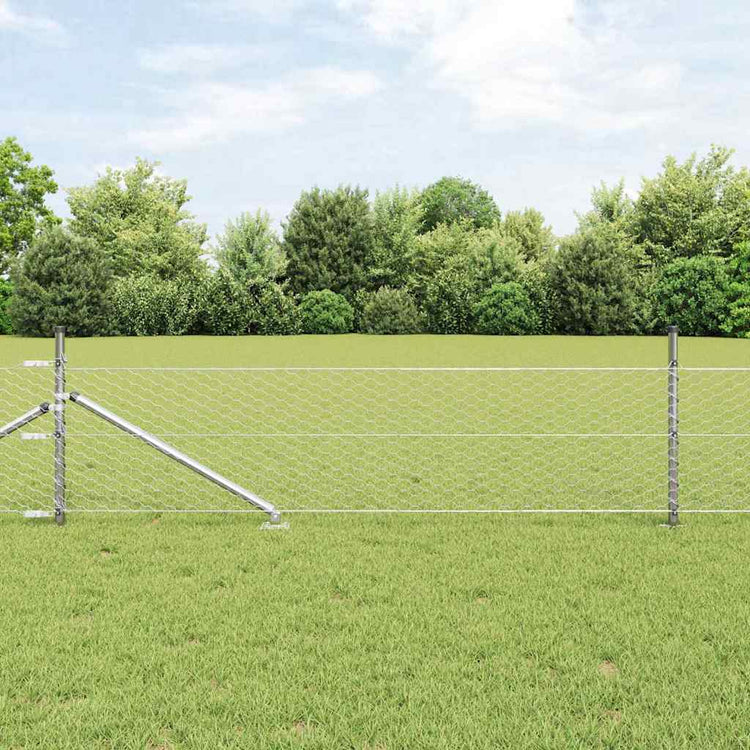 Vidaxl poteau de clôture argent 25 x 0,5 m (maille 36 mm) acier