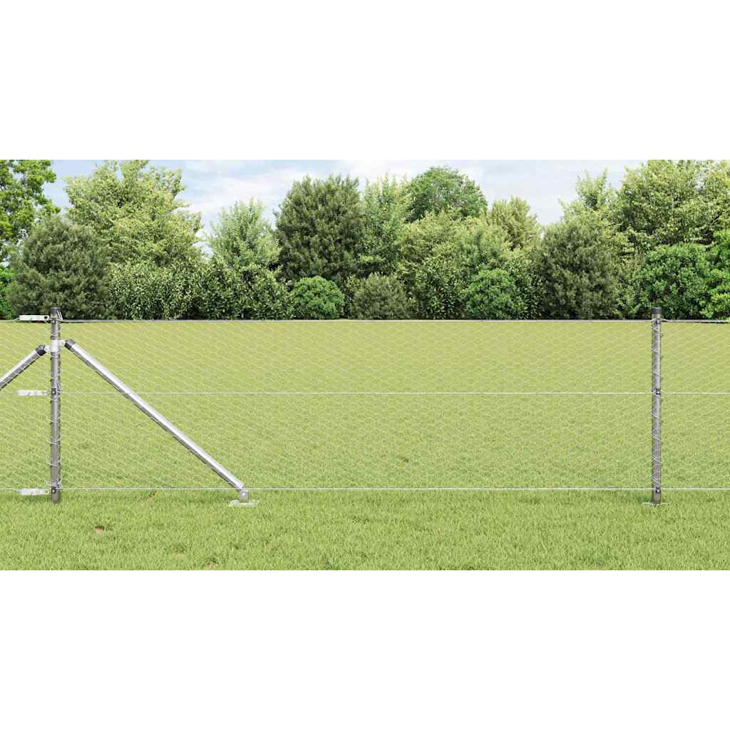 Vidaxl poteau de clôture argent 25 x 0,6 m (maille 25 mm) acier