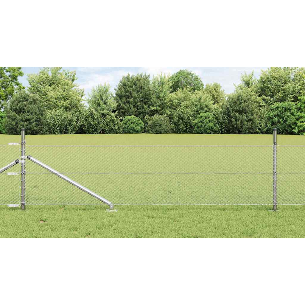 Vidaxl poteau de clôture argent 25 x 0,8 m (maille 13 mm) acier