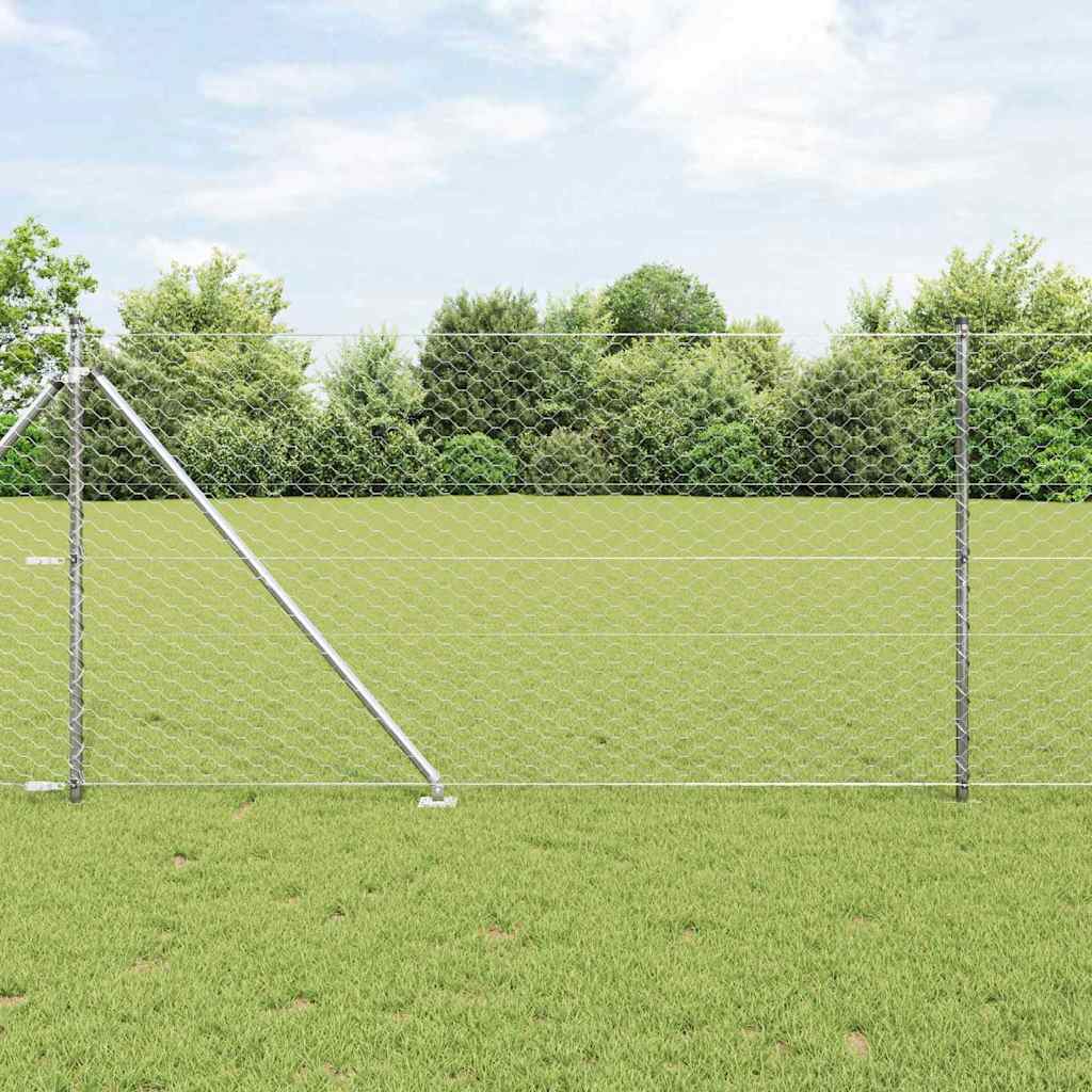 Vidaxl poteau de clôture argent 25 x 1 m (maille 50 mm) acier