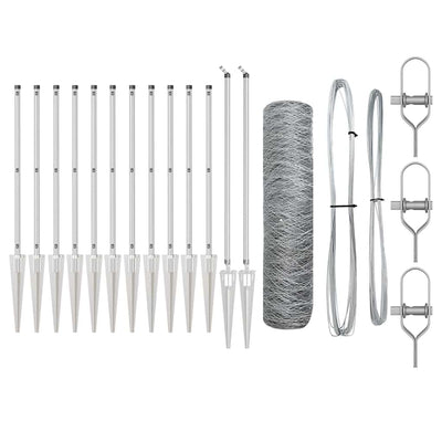 Vidaxl poteau de clôture argent 25 x 1 m (maille 50 mm) acier