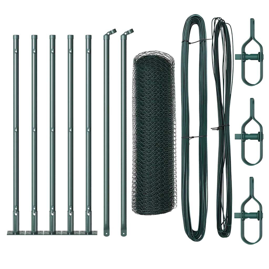 Vidaxl poteau de clôture vert 10 x 0,4 m (maille 25 mm) acier et PVC