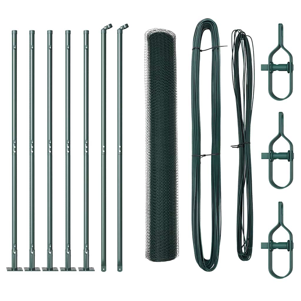 Poteau de clôture Vidaxl vert 10 x 0,8 m (maille 25 mm) acier et PVC