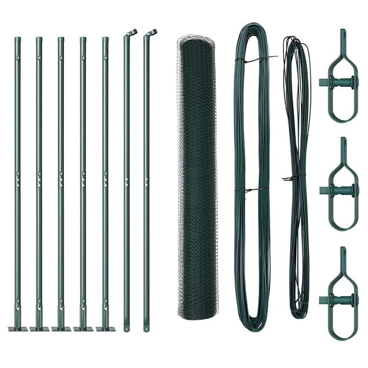 Vidaxl poteau de clôture vert 10 x 1 m (maille 13 mm) acier et PVC