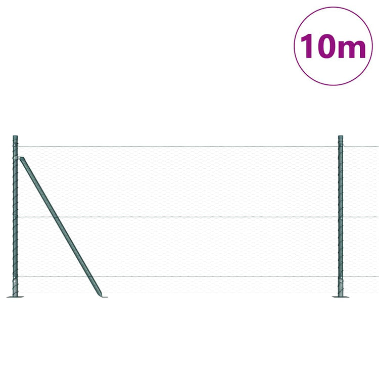 Vidaxl poteau de clôture vert 10 x 1 m (maille 25 mm) acier et PVC