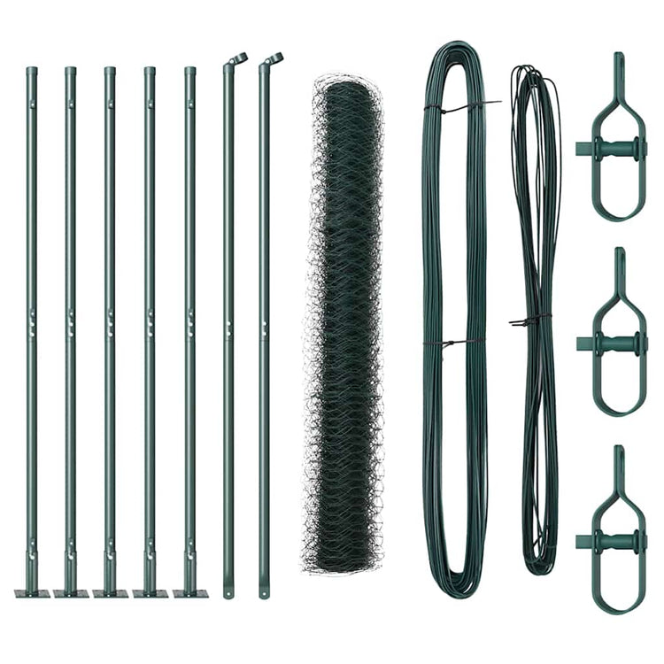 Vidaxl poteau de clôture vert 10 x 1 m (maille 36 mm) acier et PVC
