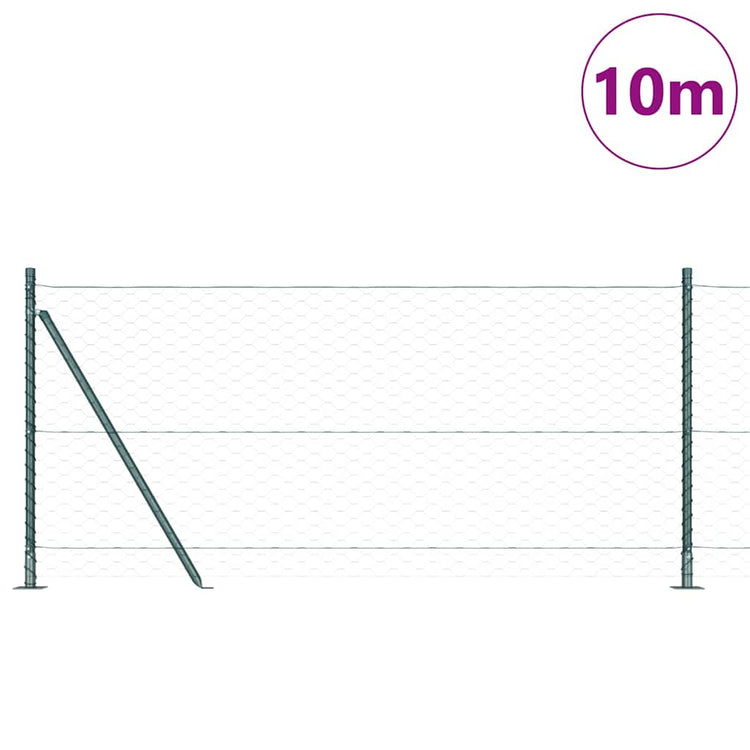 Vidaxl poteau de clôture vert 10 x 1 m (maille 50 mm) acier et PVC