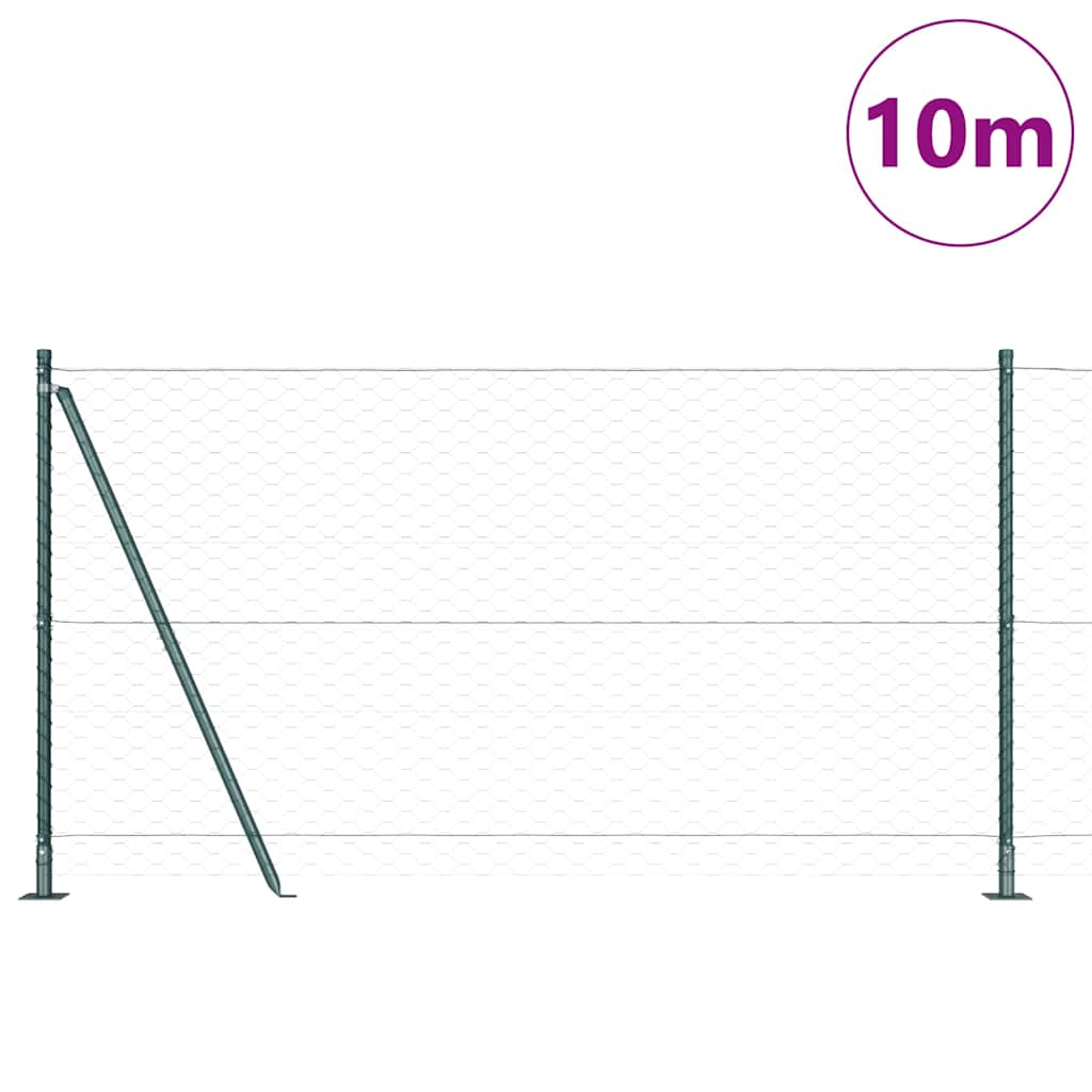 Poteau de clôture Vidaxl vert 10 x 1,2 m (maille 50 mm) acier et PVC