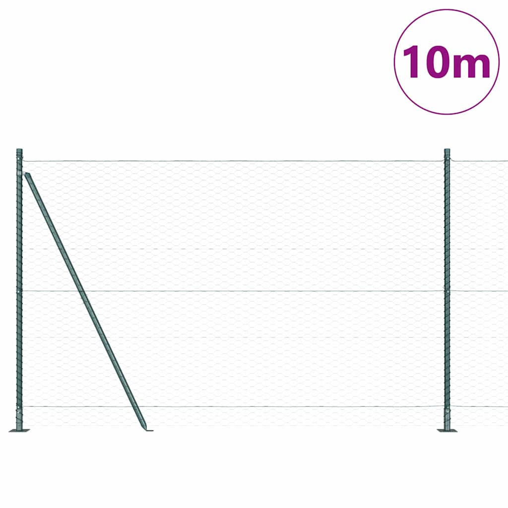 Poteau de clôture Vidaxl vert 10 x 1,4 m (maille 36 mm) acier et PVC