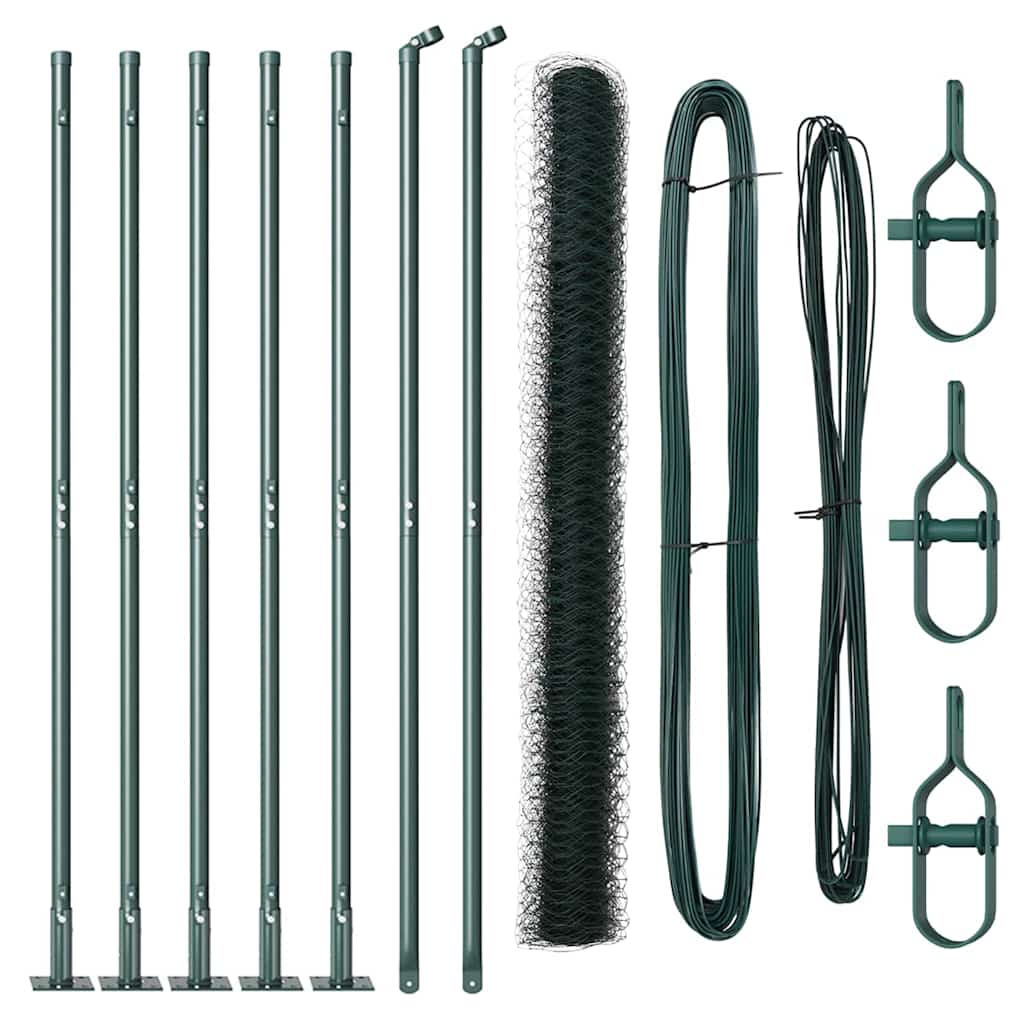 Poteau de clôture Vidaxl vert 10 x 1,4 m (maille 50 mm) acier et PVC