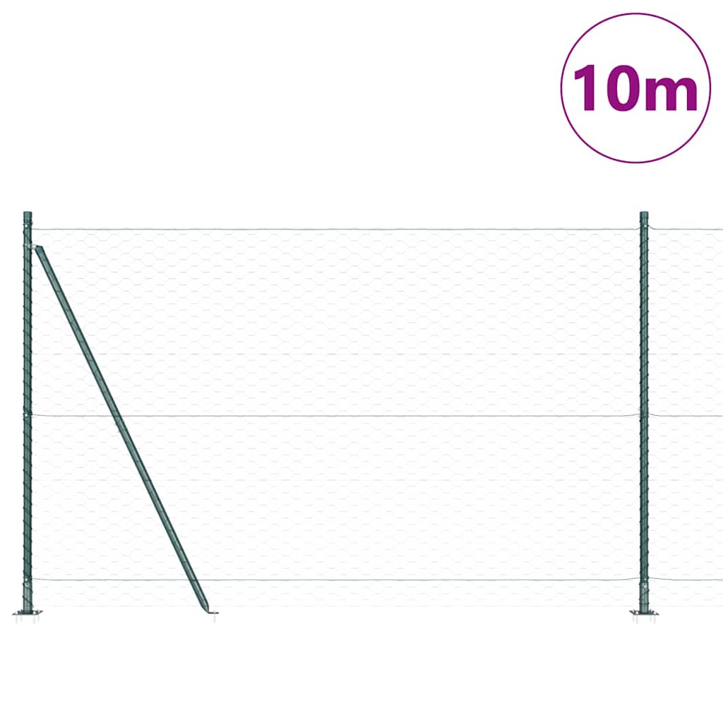 Poteau de clôture Vidaxl vert 10 x 1,4 m (maille 50 mm) acier et PVC