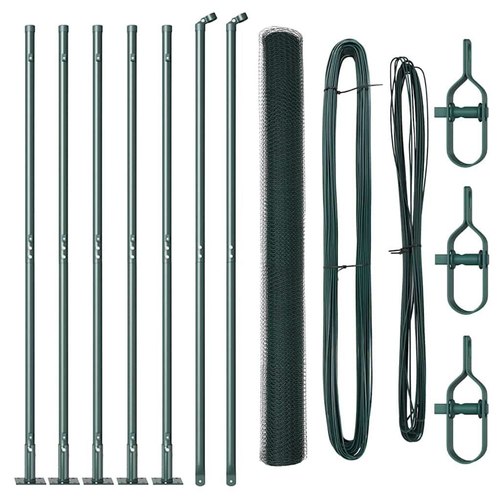 Poteau de clôture Vidaxl vert 10 x 1,6 m (maille 13 mm) acier et PVC