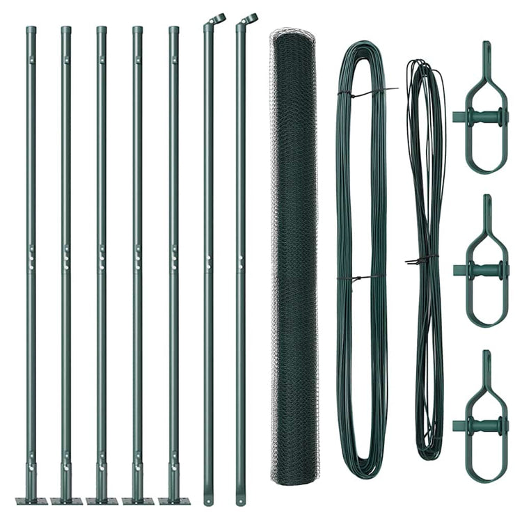 Poteau de clôture Vidaxl vert 10 x 1,6 m (maille 13 mm) acier et PVC