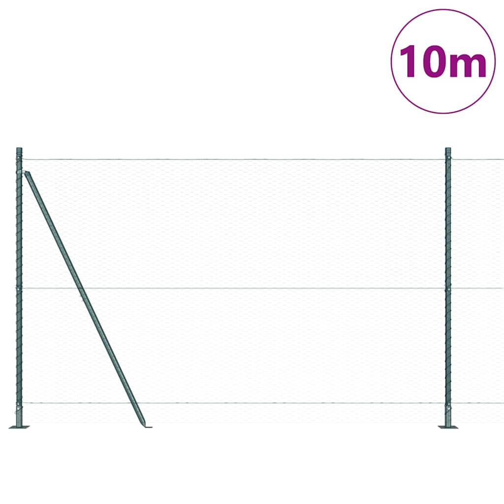 Poteau de clôture Vidaxl vert 10 x 1,6 m (maille 25 mm) acier et PVC