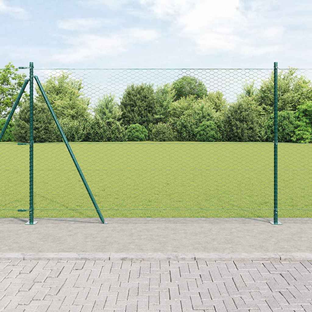 Poteau de clôture Vidaxl vert 10 x 1,6 m (maille 36 mm) acier et PVC
