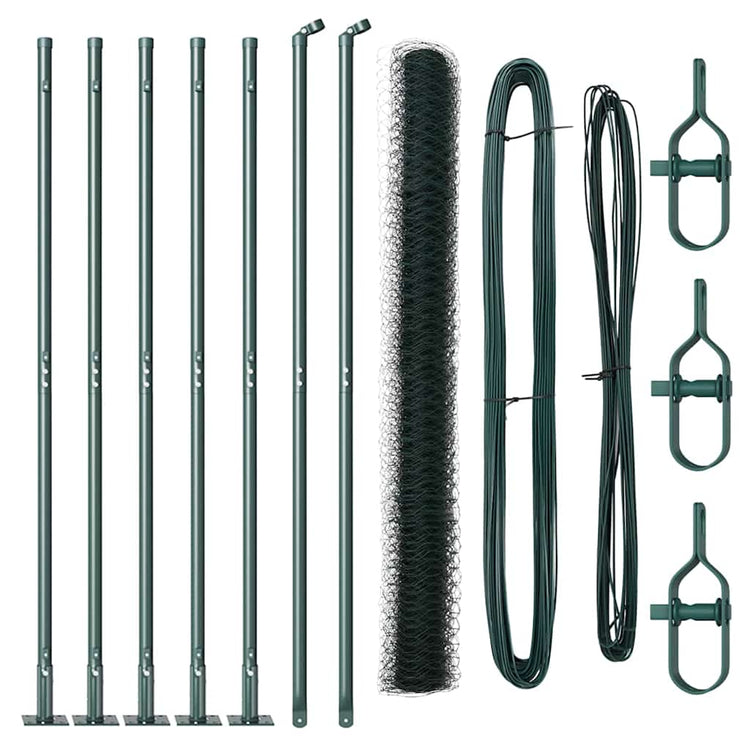 Poteau de clôture Vidaxl vert 10 x 1,6 m (maille 36 mm) acier et PVC